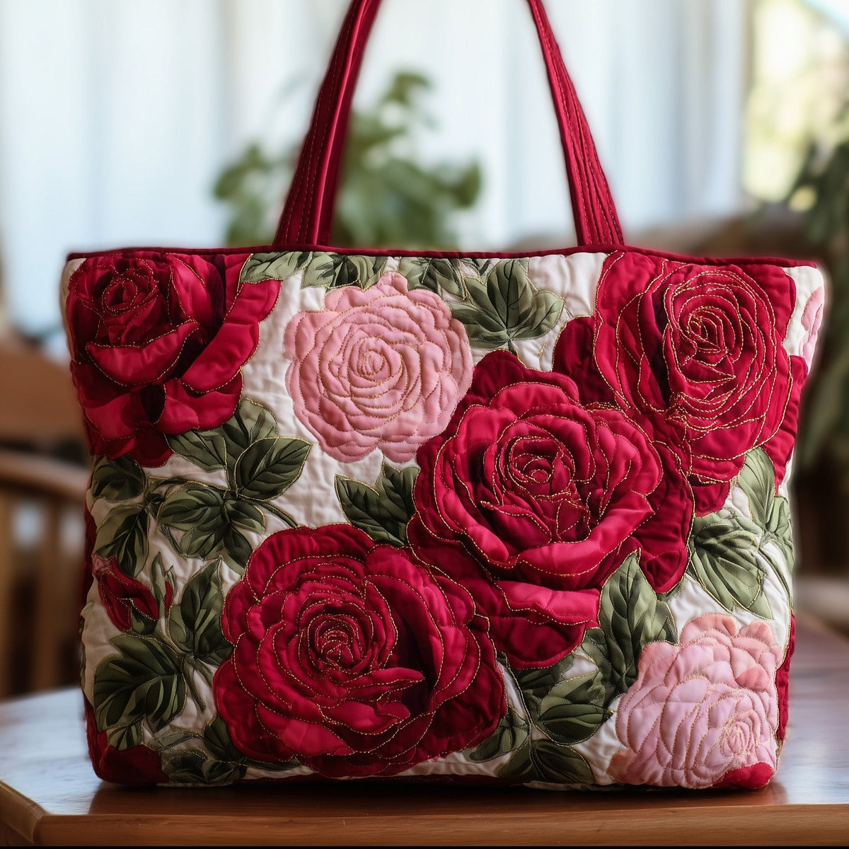 Amazing Roses Quilted Tote Bag printed tote bag
