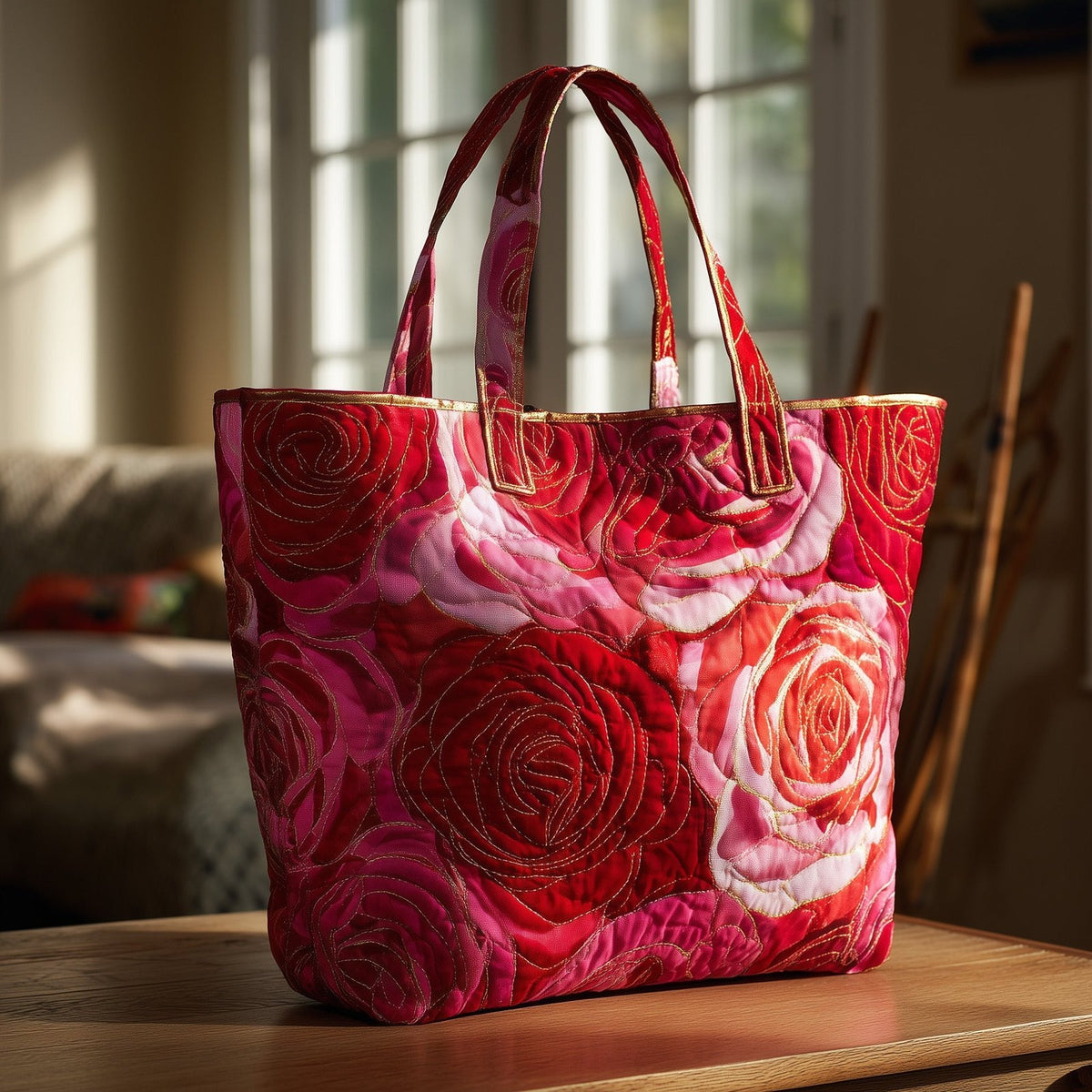 Amazing Roses Quilted Tote Bag printed tote bag