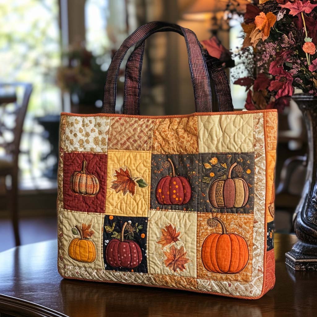 Amber Harvest Quilted Tote Bag printed tote bag