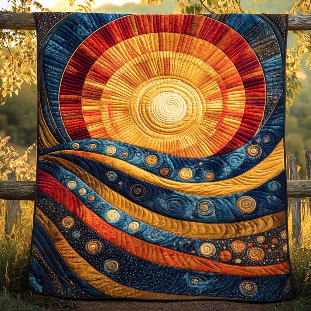 Amber Horizon Quilted Blanket printed blanket