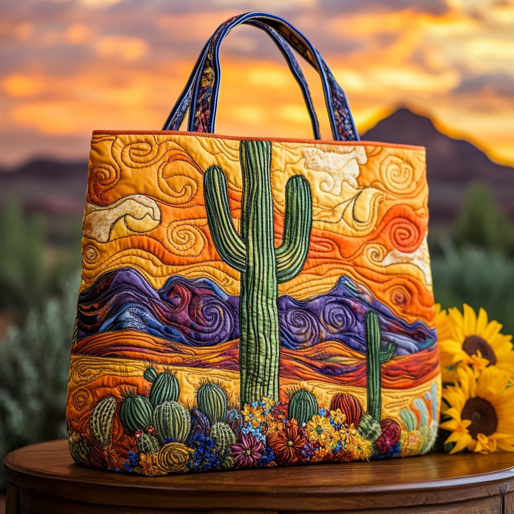 Amber Horizon Quilted Tote Bag printed tote bag