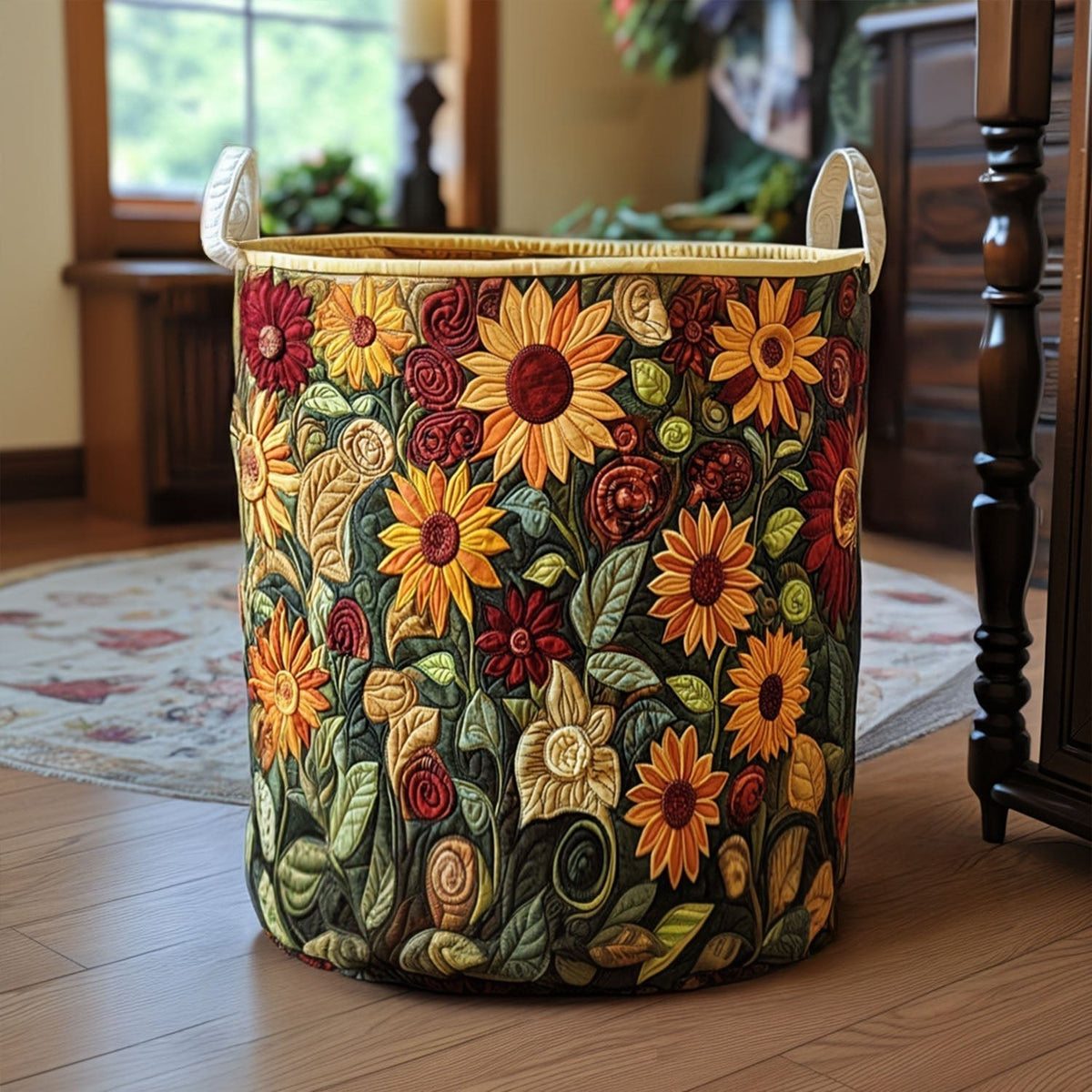 Amber Meadow Quilted Laundry Hamper printed laundry hamper