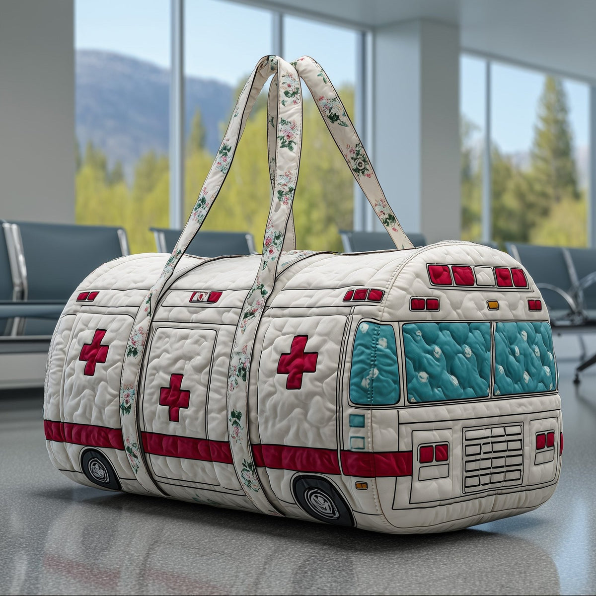 Ambulance Quilted Duffle Bag printed duffle bag