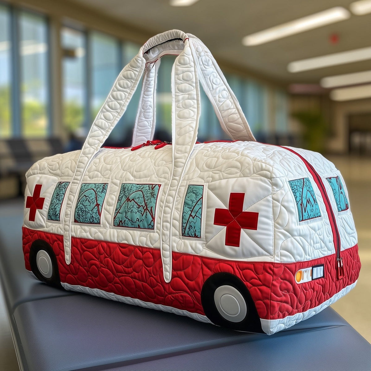 Ambulance Quilted Duffle Bag printed duffle bag