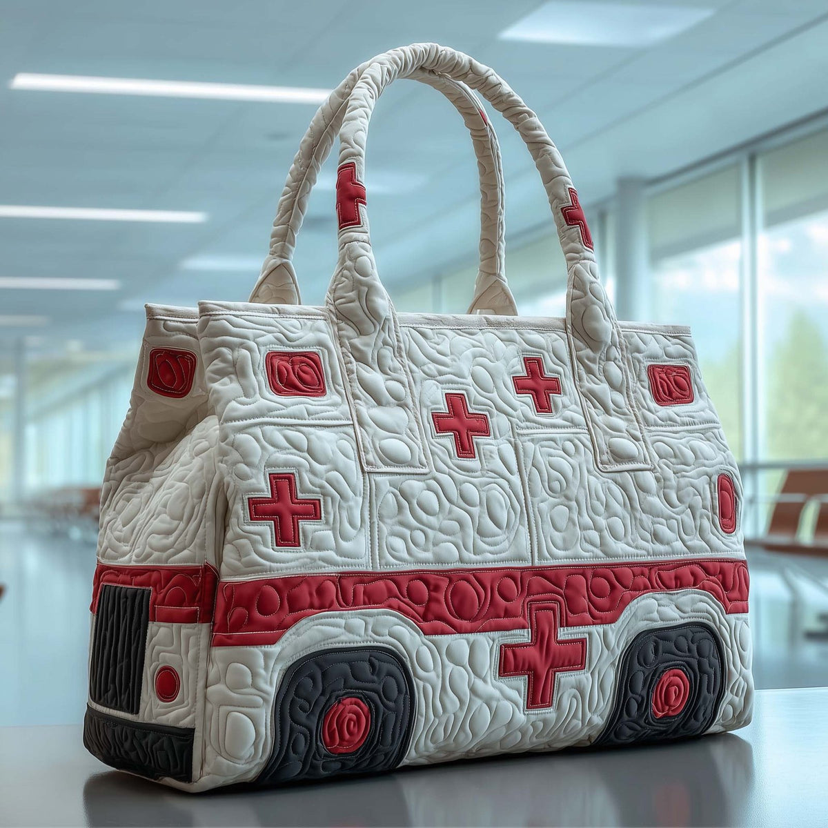 Ambulance Quilted Tote Bag printed tote bag