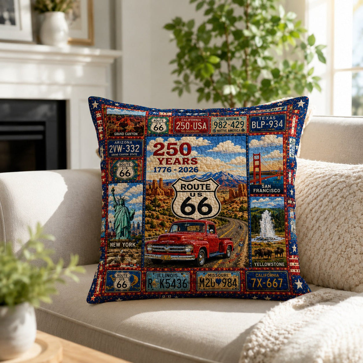 America 250 Quilted Cushion Cover printed cushion cover