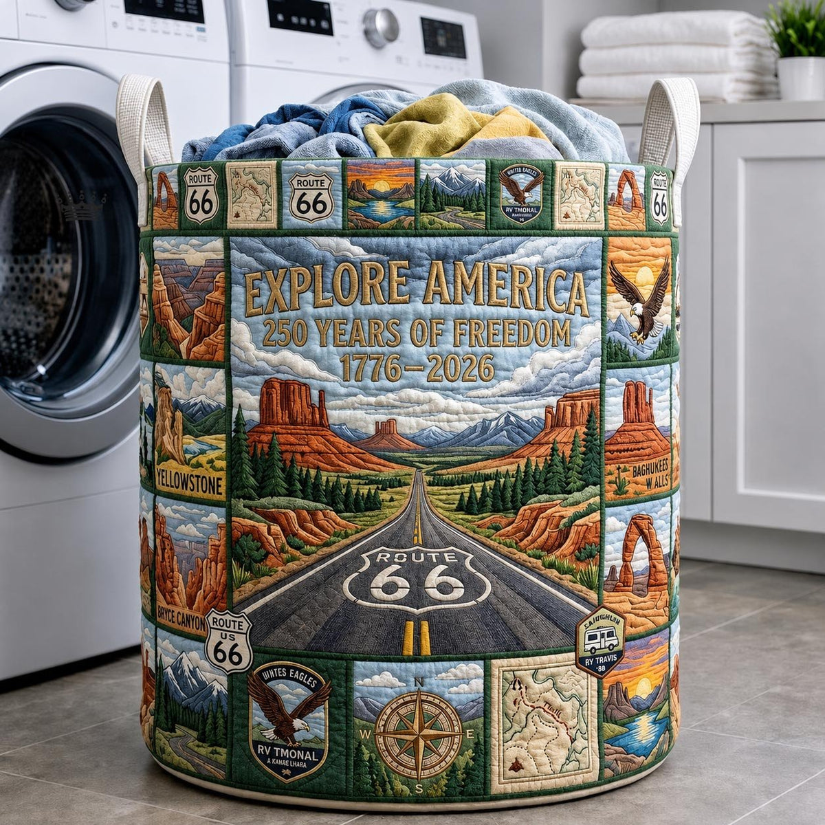 America 250 Quilted Laundry Hamper printed laundry hamper