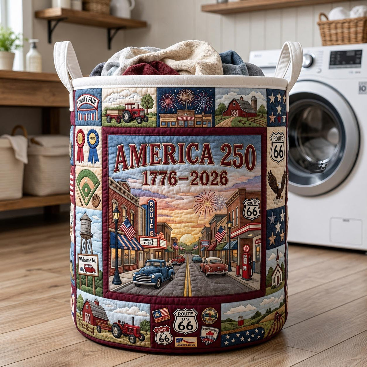 America 250 Quilted Laundry Hamper printed laundry hamper