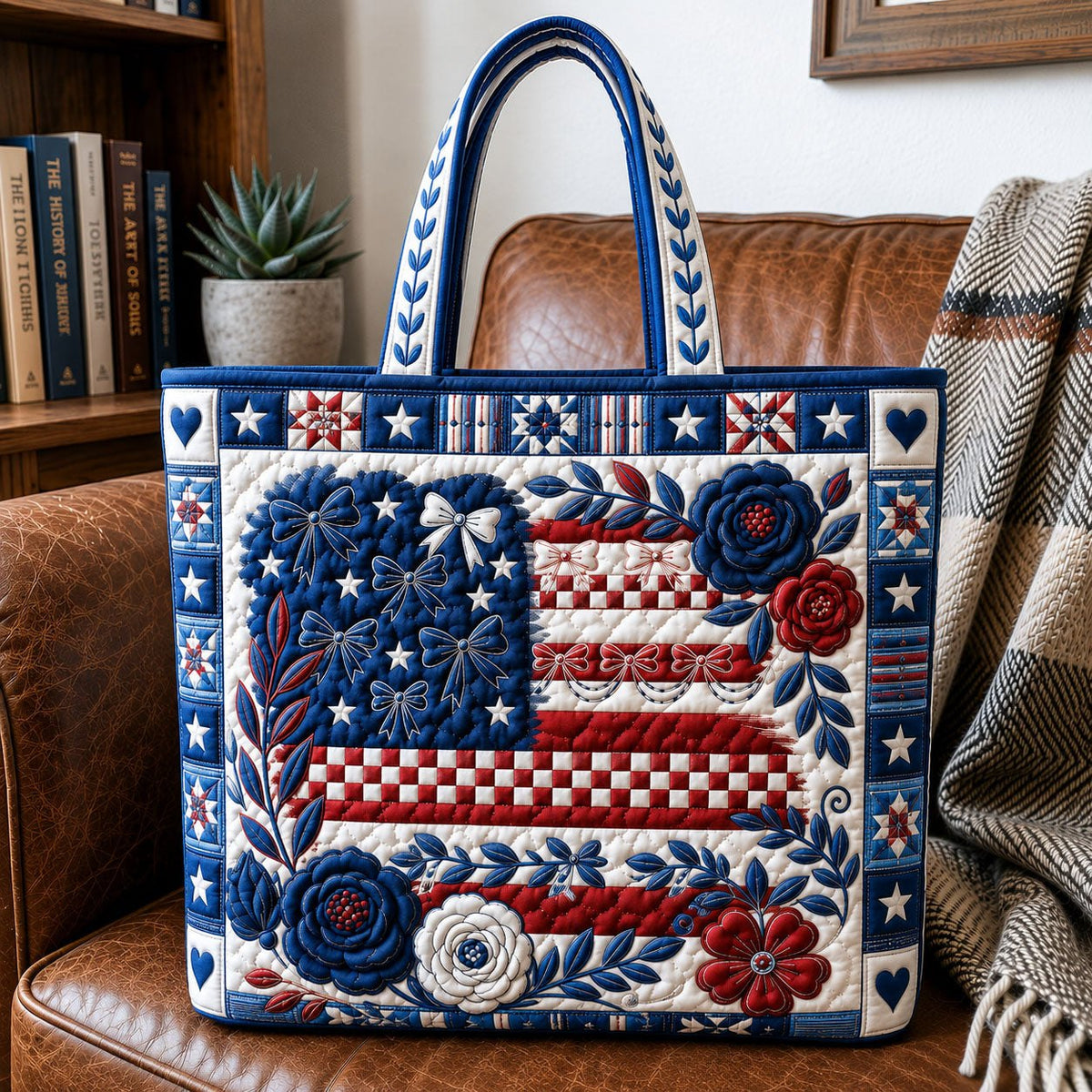 America 250 Years Of Freedom Quilted Tote Bag printed tote bag
