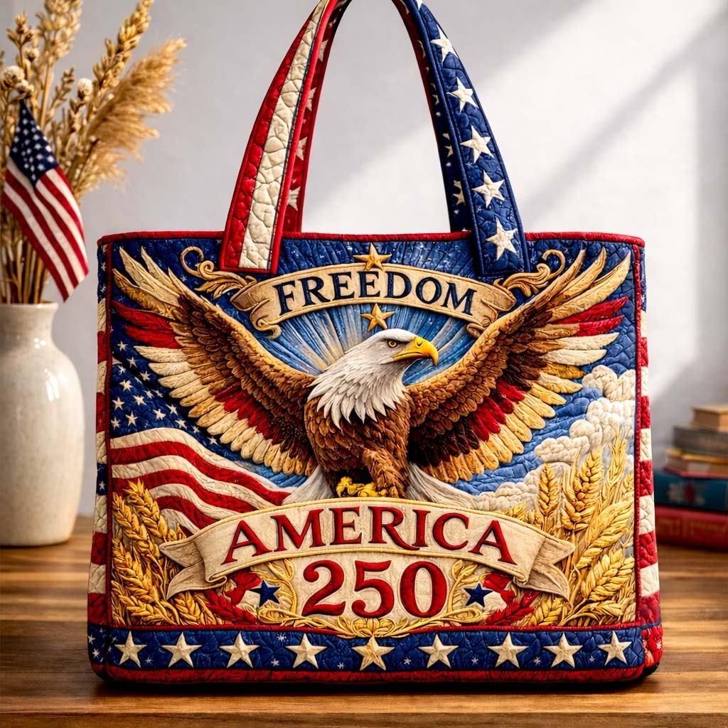 America Freedom Quilted Tote Bag printed tote bag