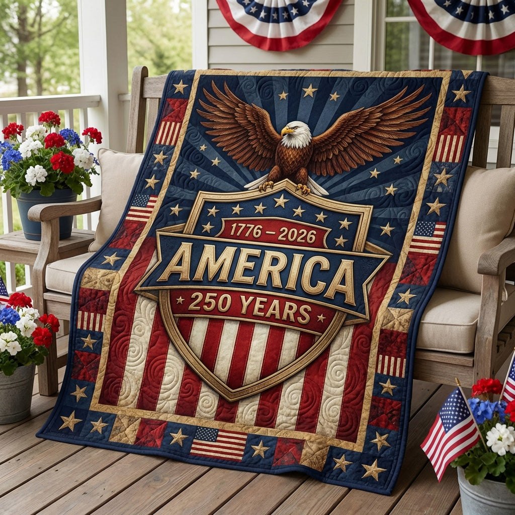 America Shield Quilted Blanket printed blanket