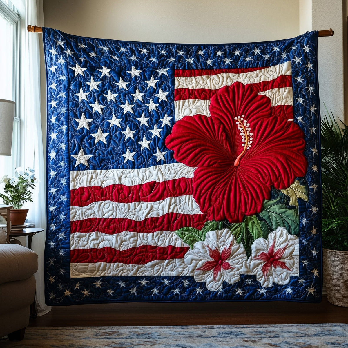 American Blossom Quilted Blanket printed blanket