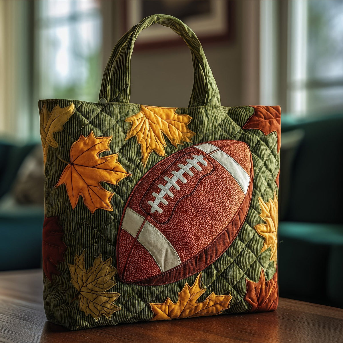 American Football Dream Quilted Tote Bag printed tote bag