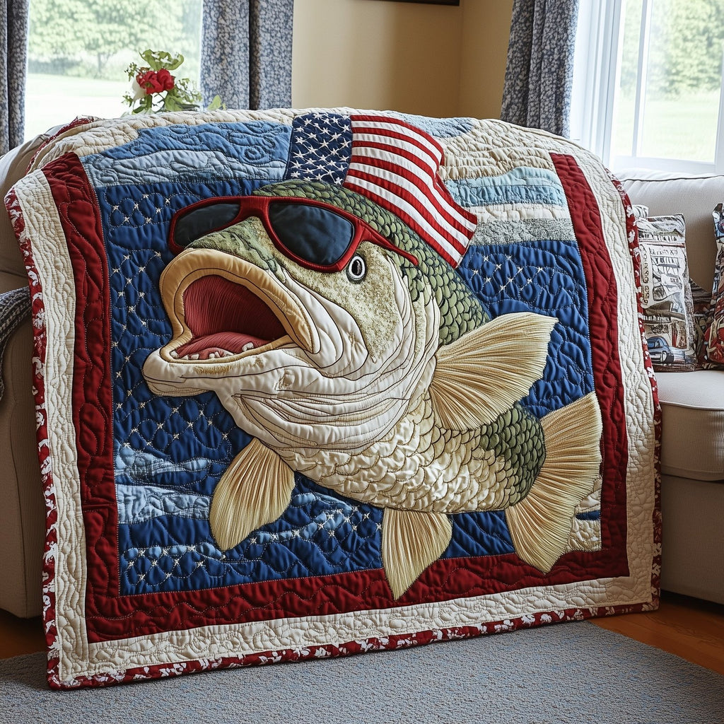 American Hooker Fishing Quilted Blanket printed blanket
