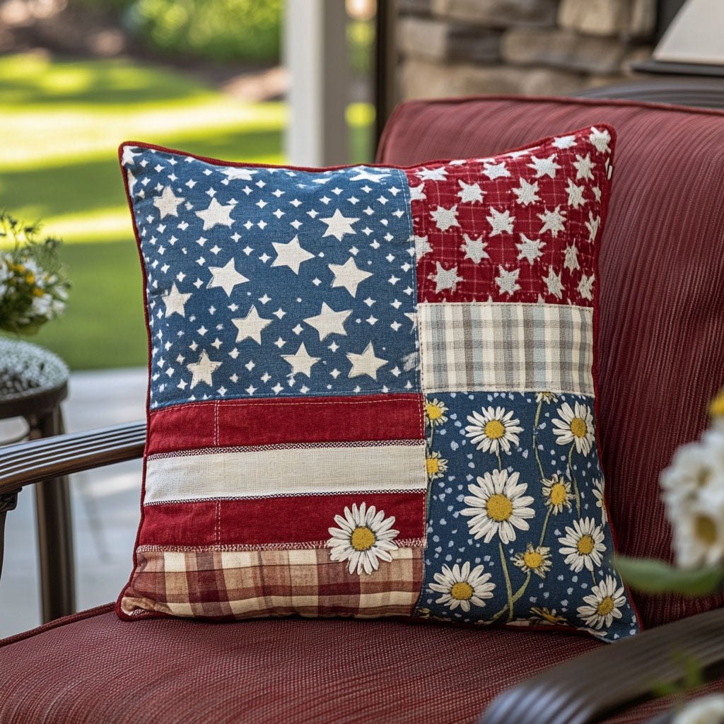 American Pride Floral Quilted Cushion Cover printed cushion cover