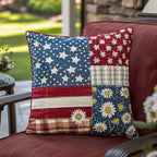 American Pride Floral Quilted Cushion Cover printed cushion cover