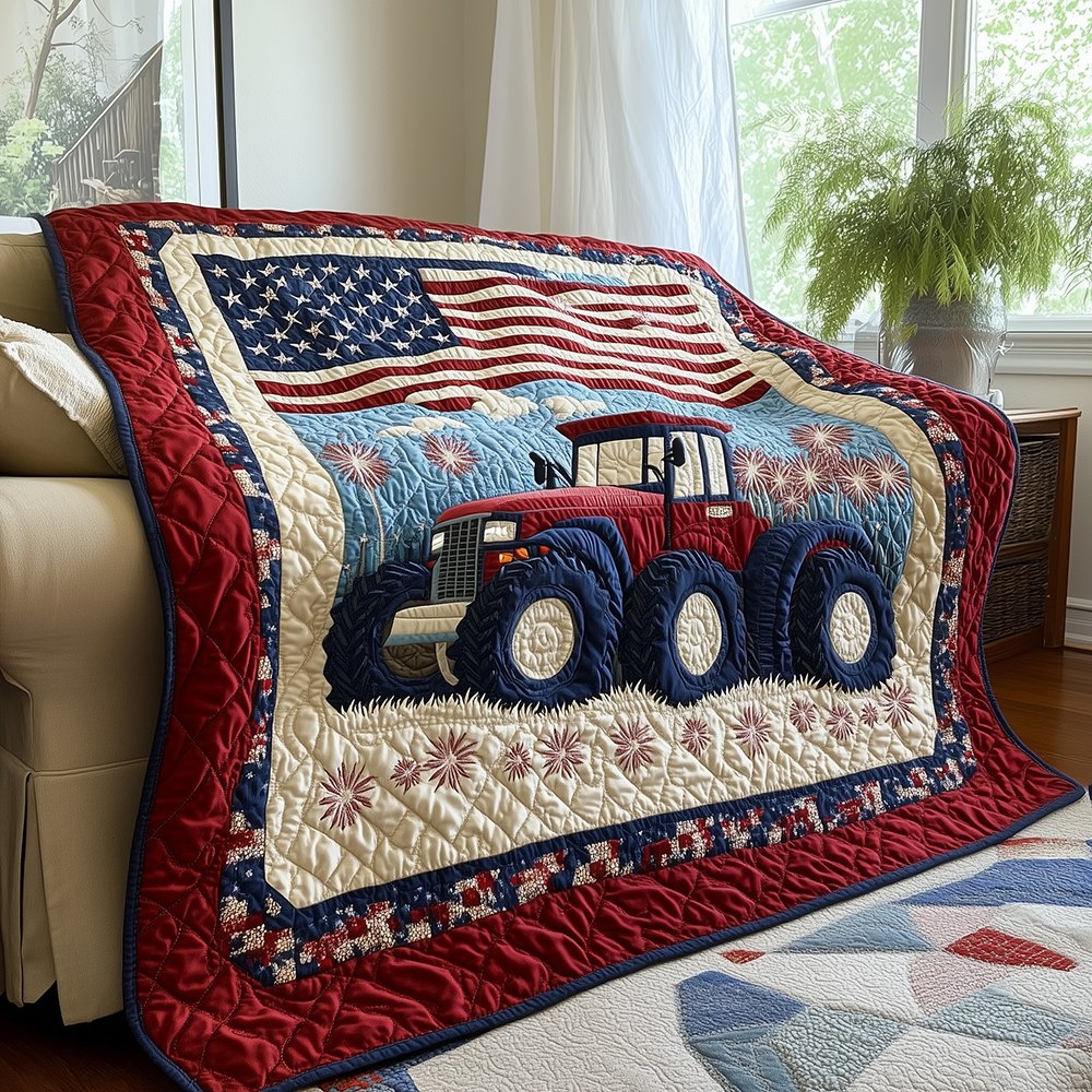 American Tractor Quilted Blanket printed blanket