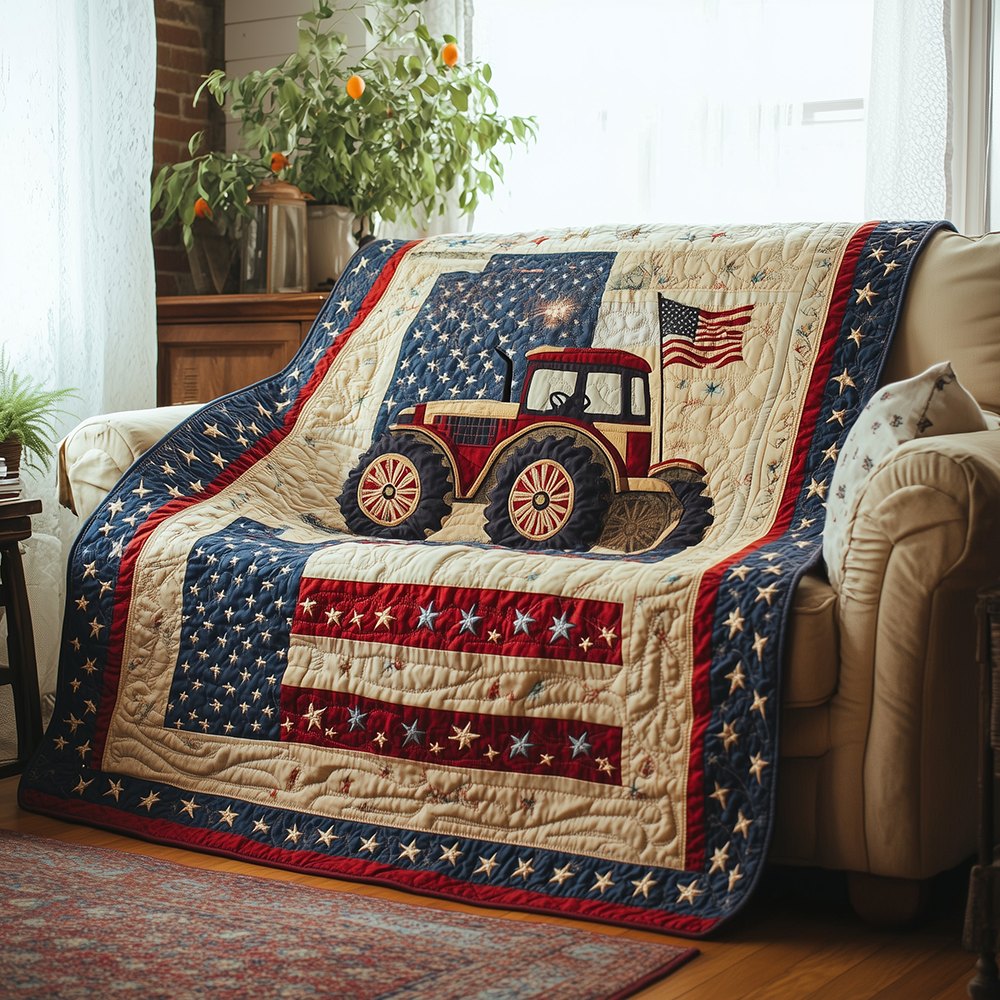 American Tractor Quilted Blanket printed blanket