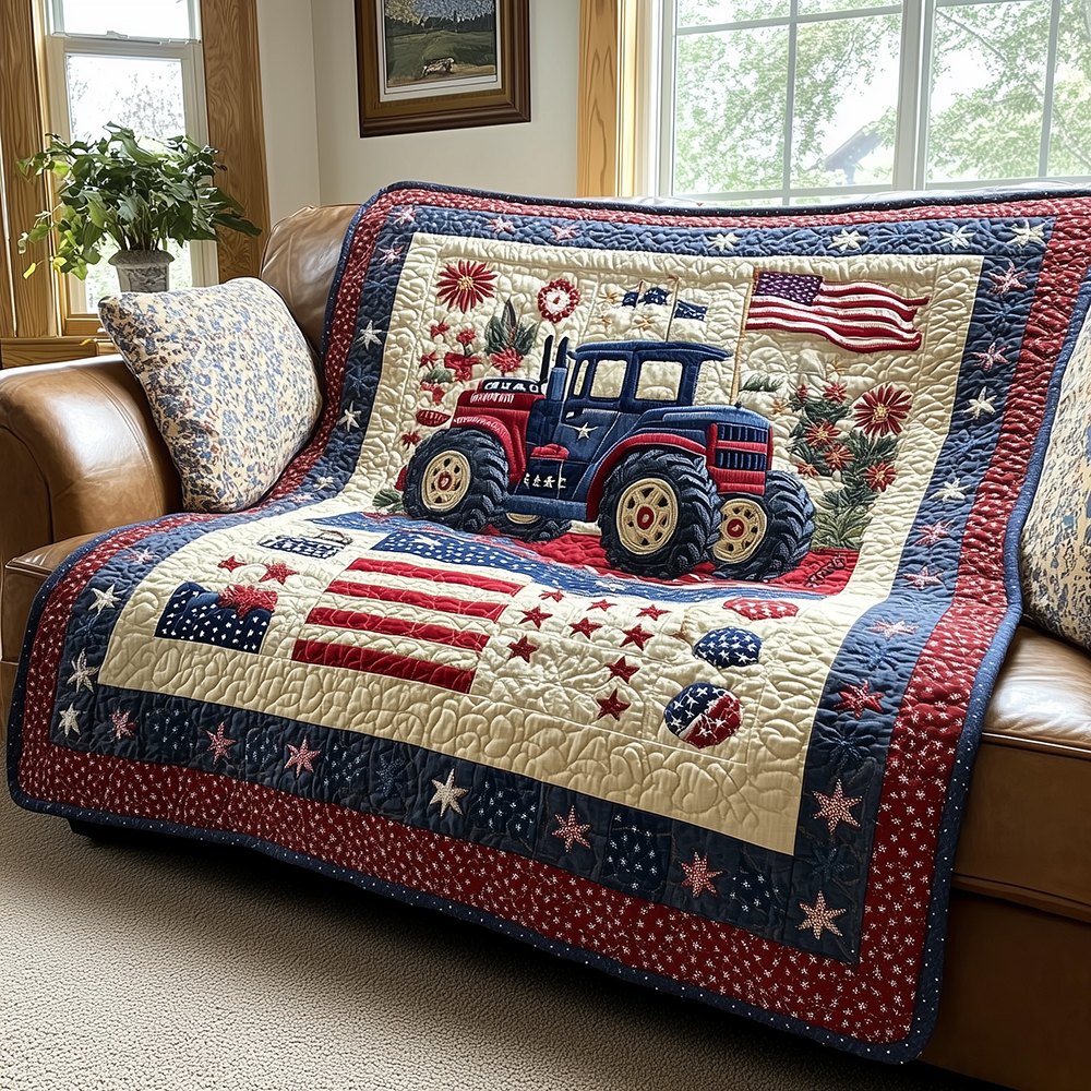 American Tractor Quilted Blanket printed blanket