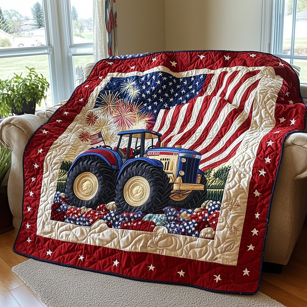 American Tractor Quilted Blanket printed blanket