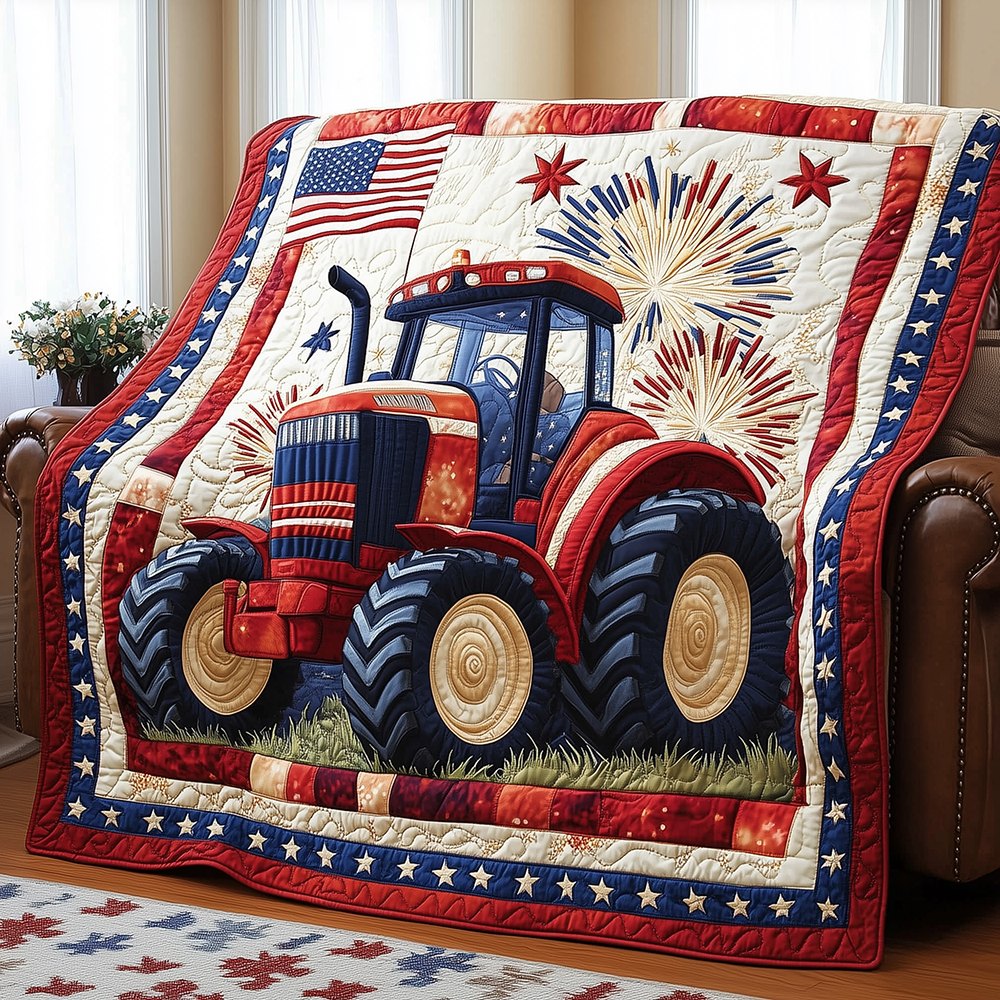 American Tractor Quilted Blanket printed blanket