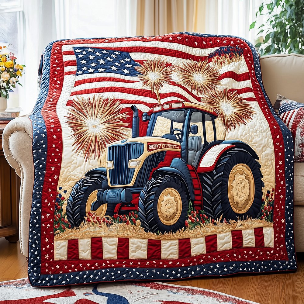 American Tractor Quilted Blanket printed blanket