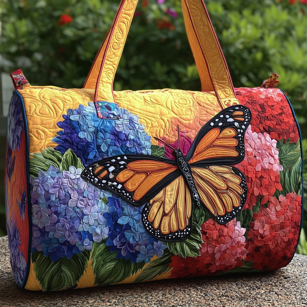 Amethyst Butterfly Quilted Duffle Bag printed duffle bag