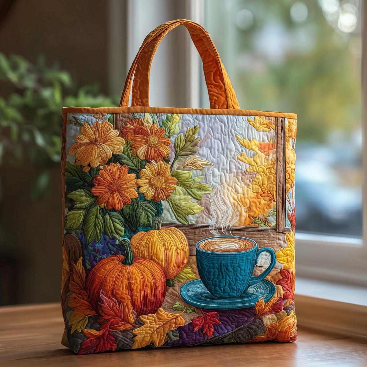 An Autumn Day Quilted Tote Bag printed tote bag