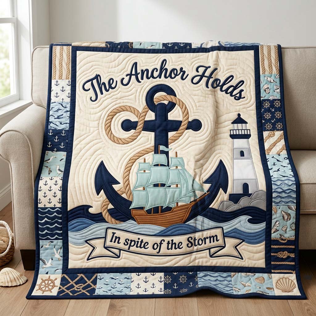 Anchor Holds Storm Quilted Blanket printed blanket