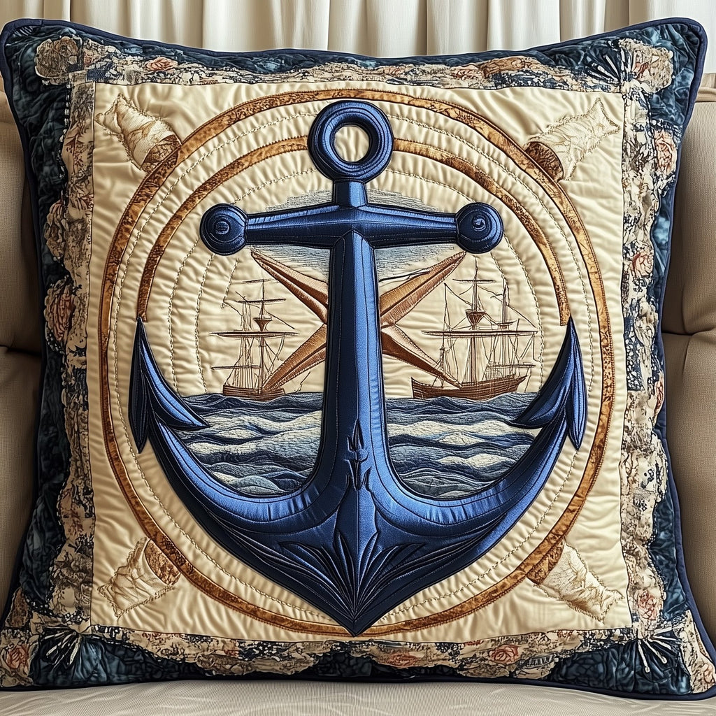 Anchor Life Quilted Cushion Cover printed cushion cover