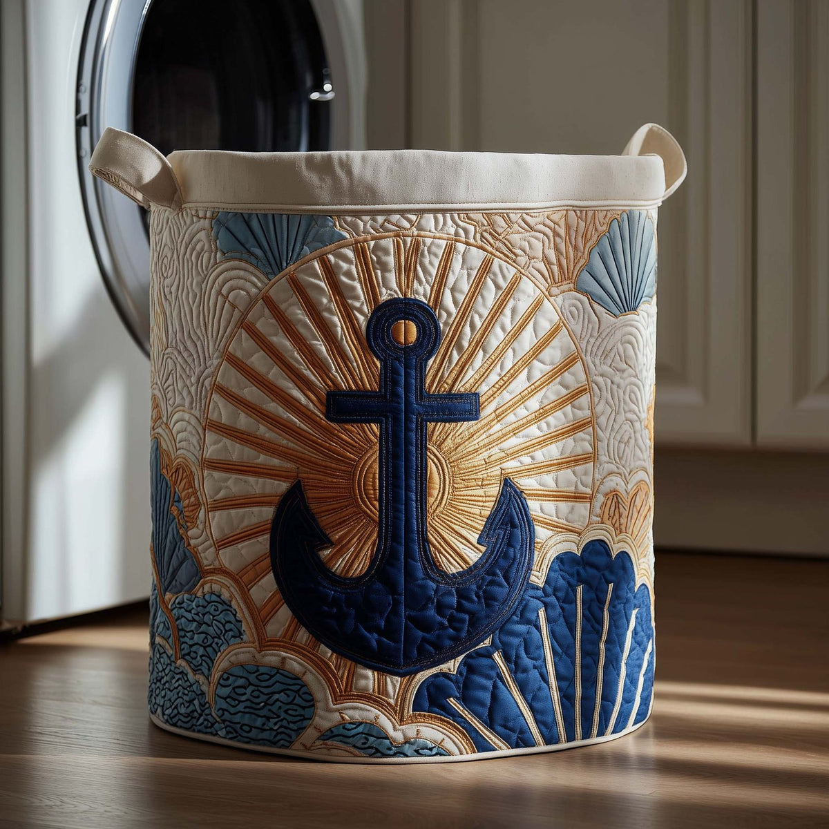 Anchor Sun Quilted Laundry Hamper printed laundry hamper