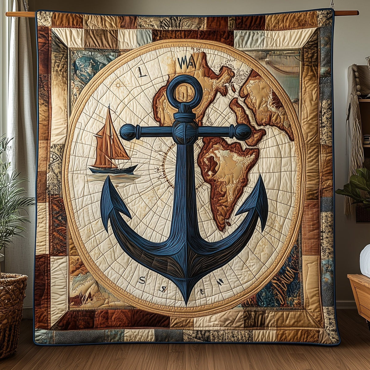 Anchoring Quilted Blanket printed blanket