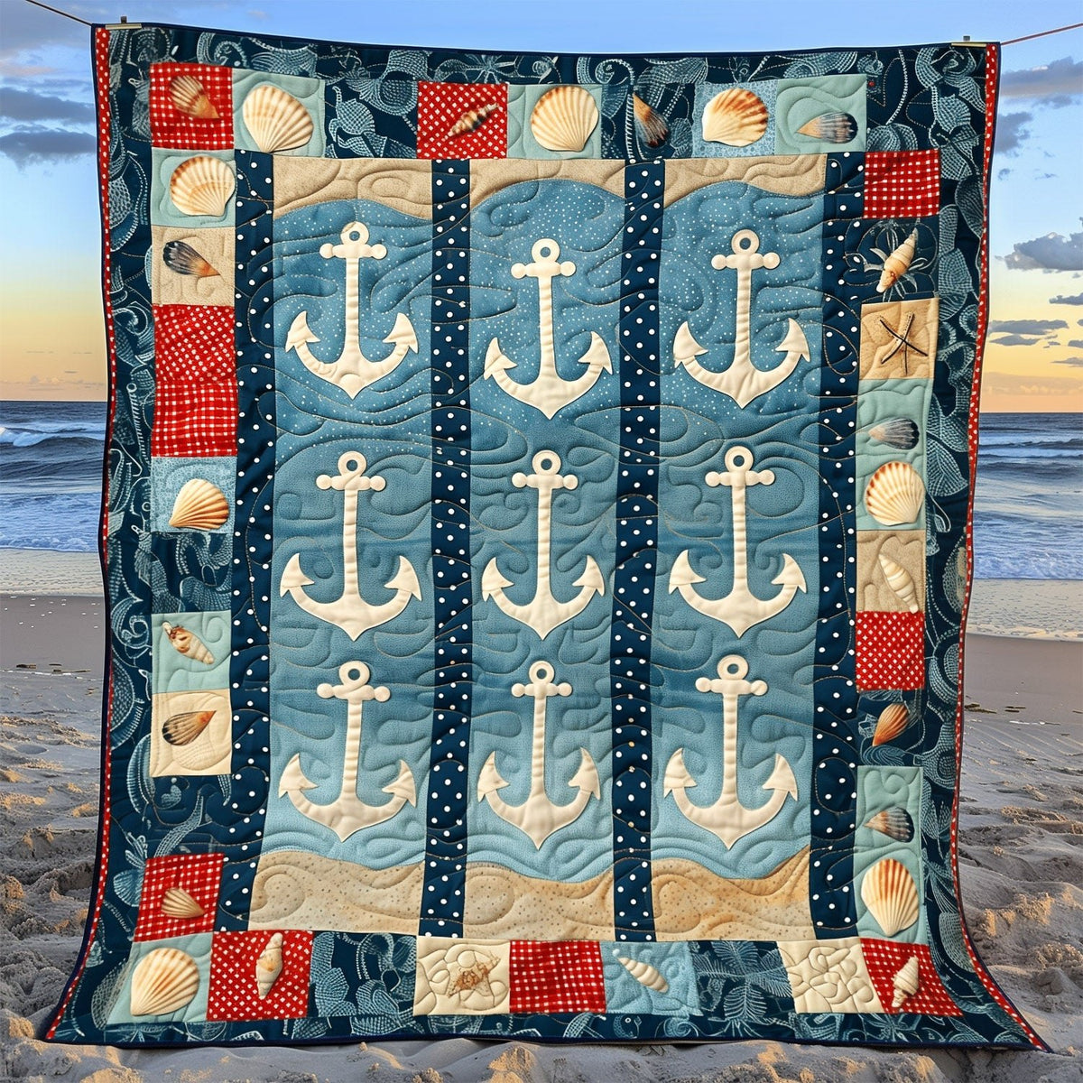 Anchors At Rest Quilted Blanket printed blanket