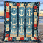 Anchors At Rest Quilted Blanket printed blanket