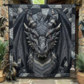 Ancient Black Dragon Quilted Blanket printed quilt blanket