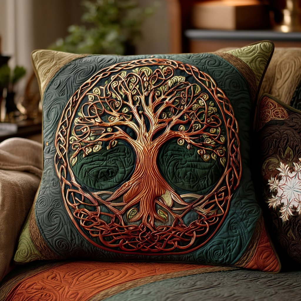 Ancient Bloom Quilted Cushion Cover printed cushion cover