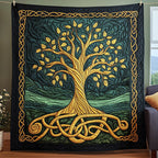 Ancient Celtic Tree Of Life Quilted Blanket printed blanket