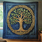 Ancient Celtic Tree Of Life Quilted Blanket printed blanket