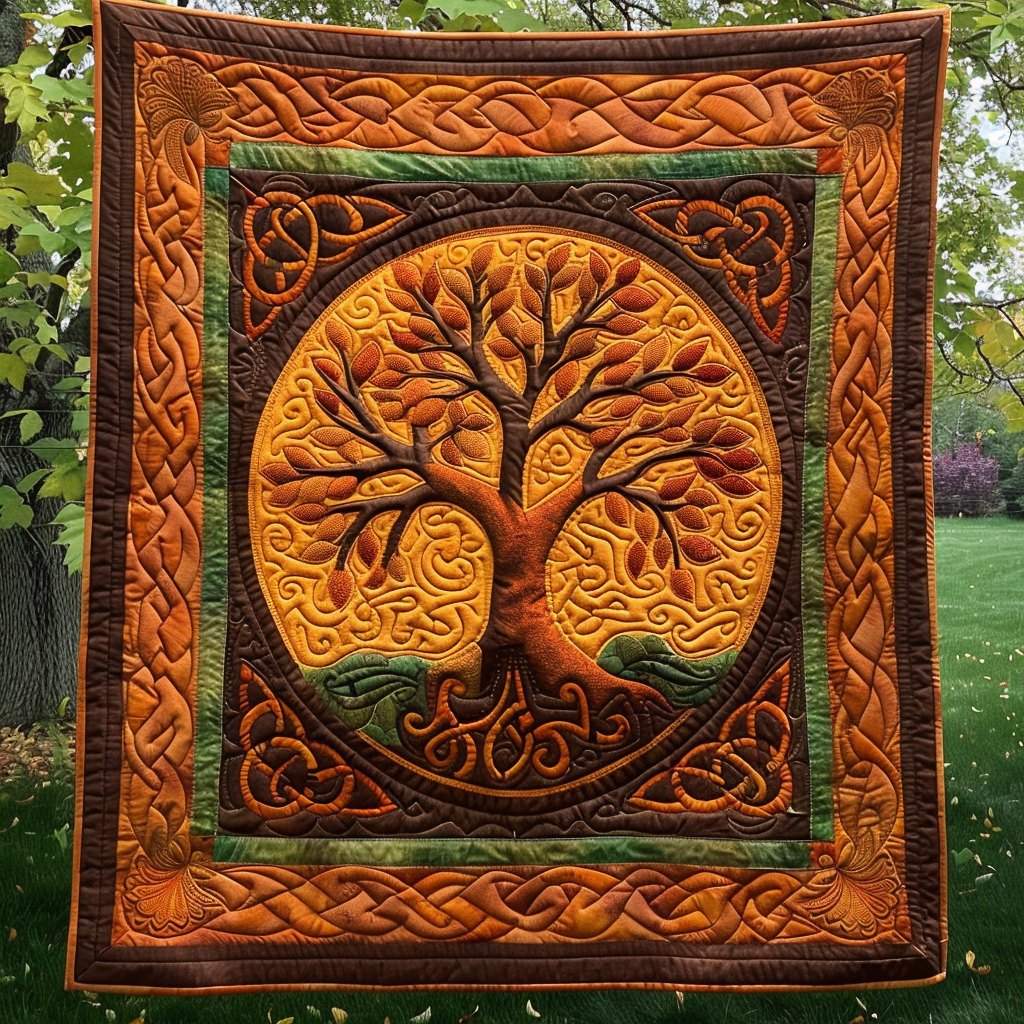 Ancient Celtic Tree Quilted Blanket printed blanket