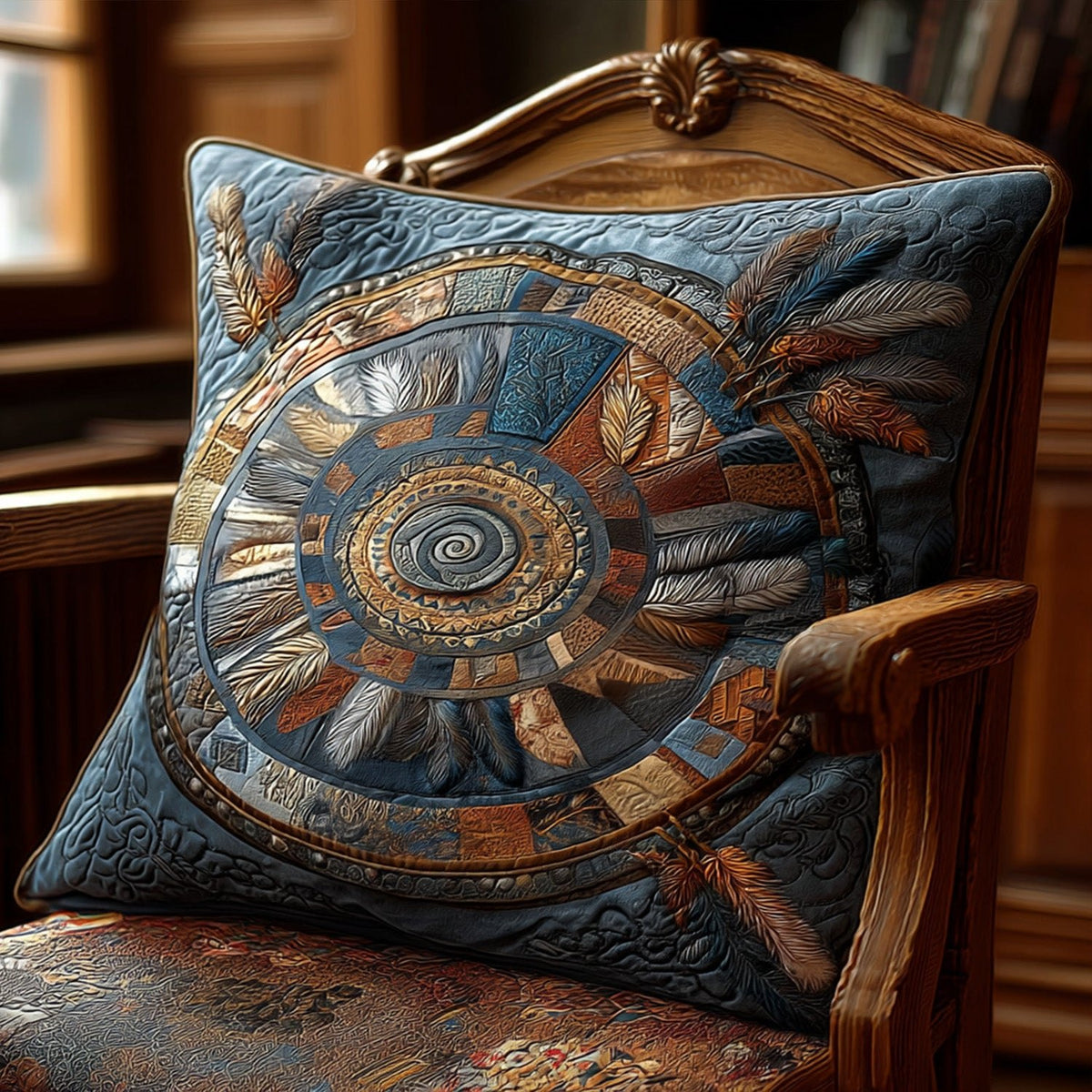 Ancient Feathers Quilted Bedding Cushion Cover printed cushion cover