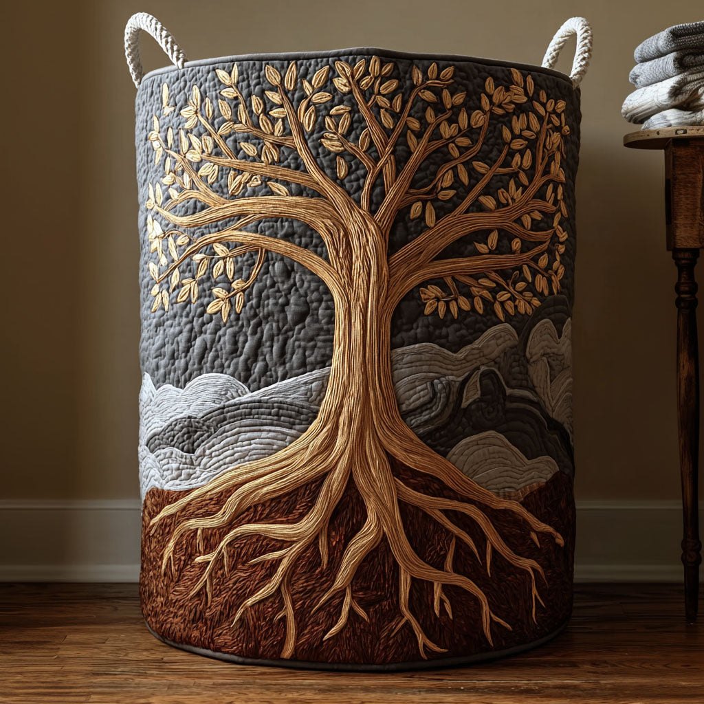 Ancient Grove Quilted Laundry Hamper printed laundry hamper