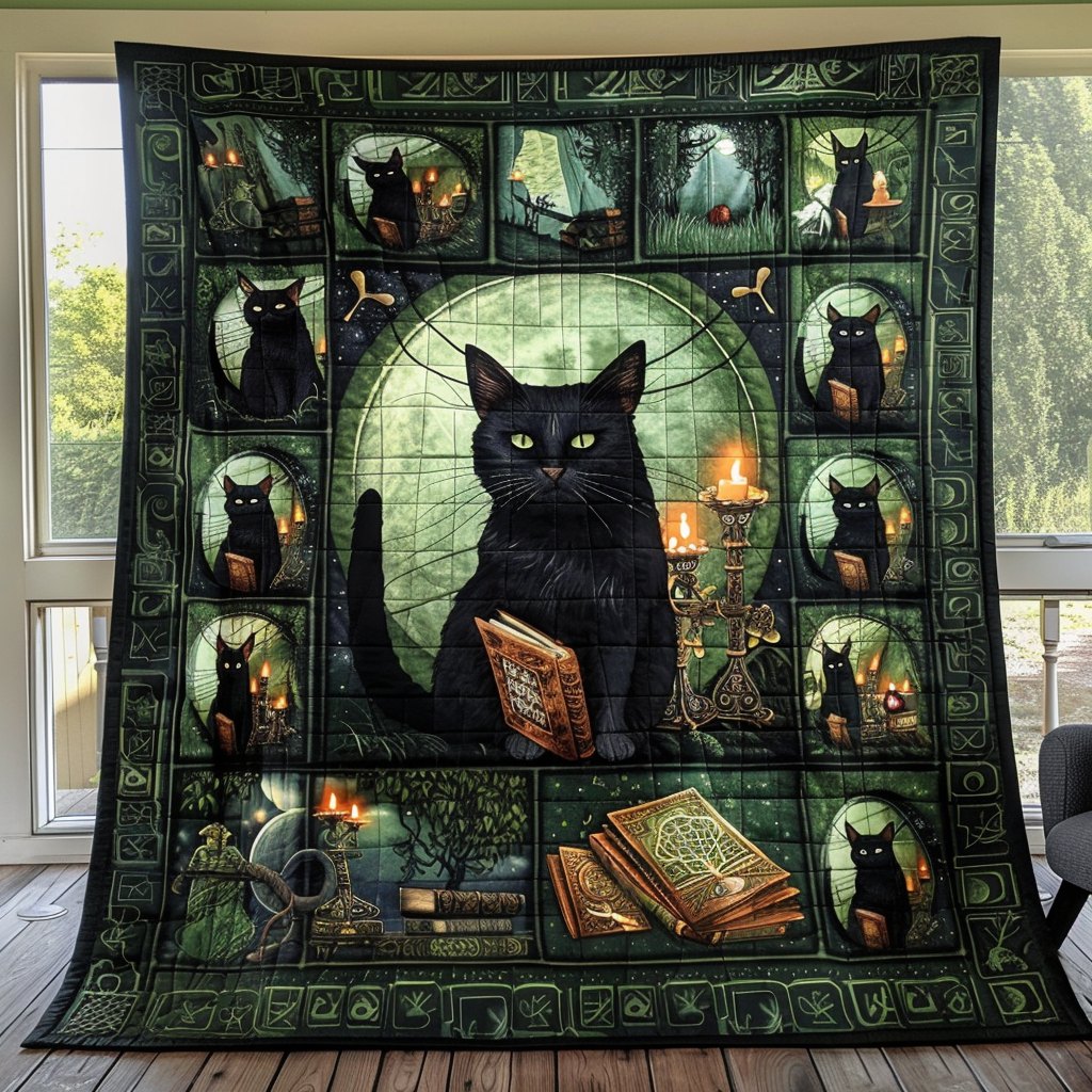 Ancient Magic Black Cats Quilted Blanket printed blanket