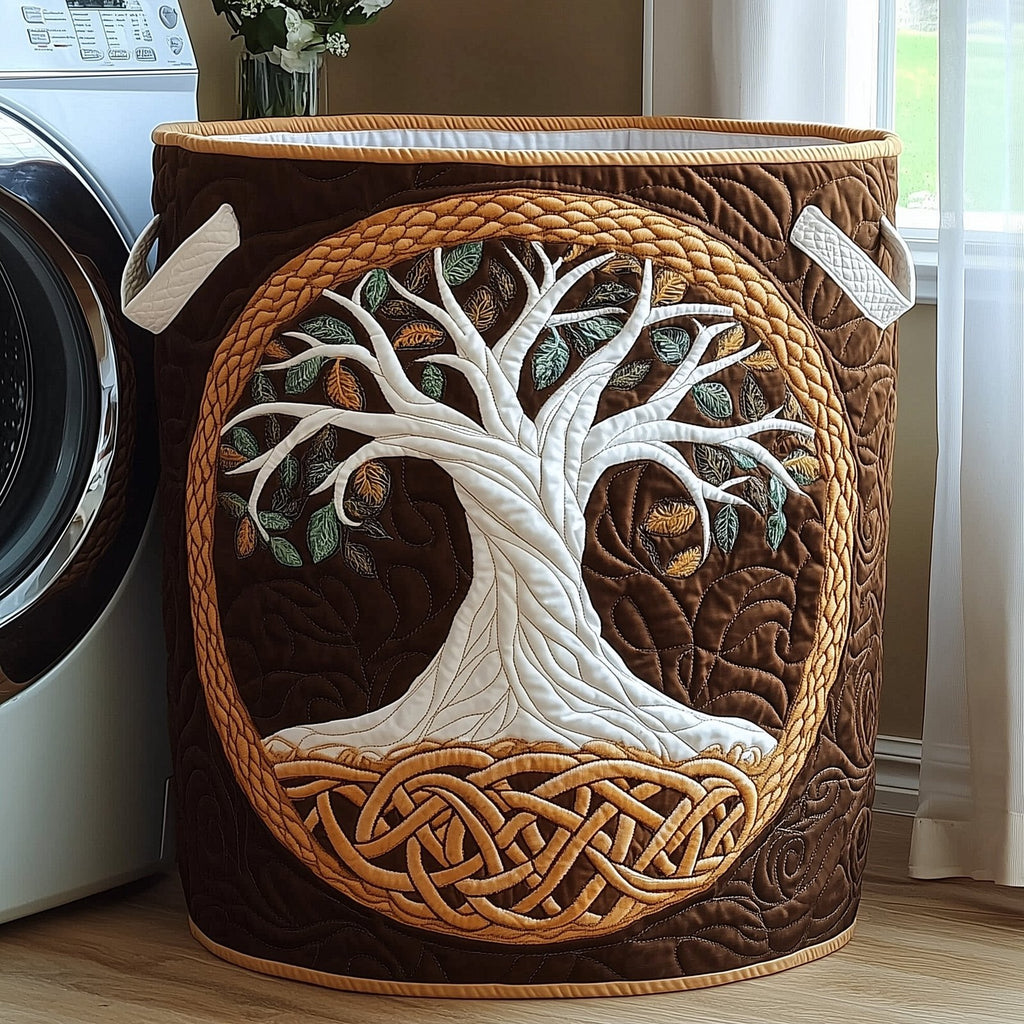 Ancient Tree Quilted Laundry Hamper printed laundry hamper