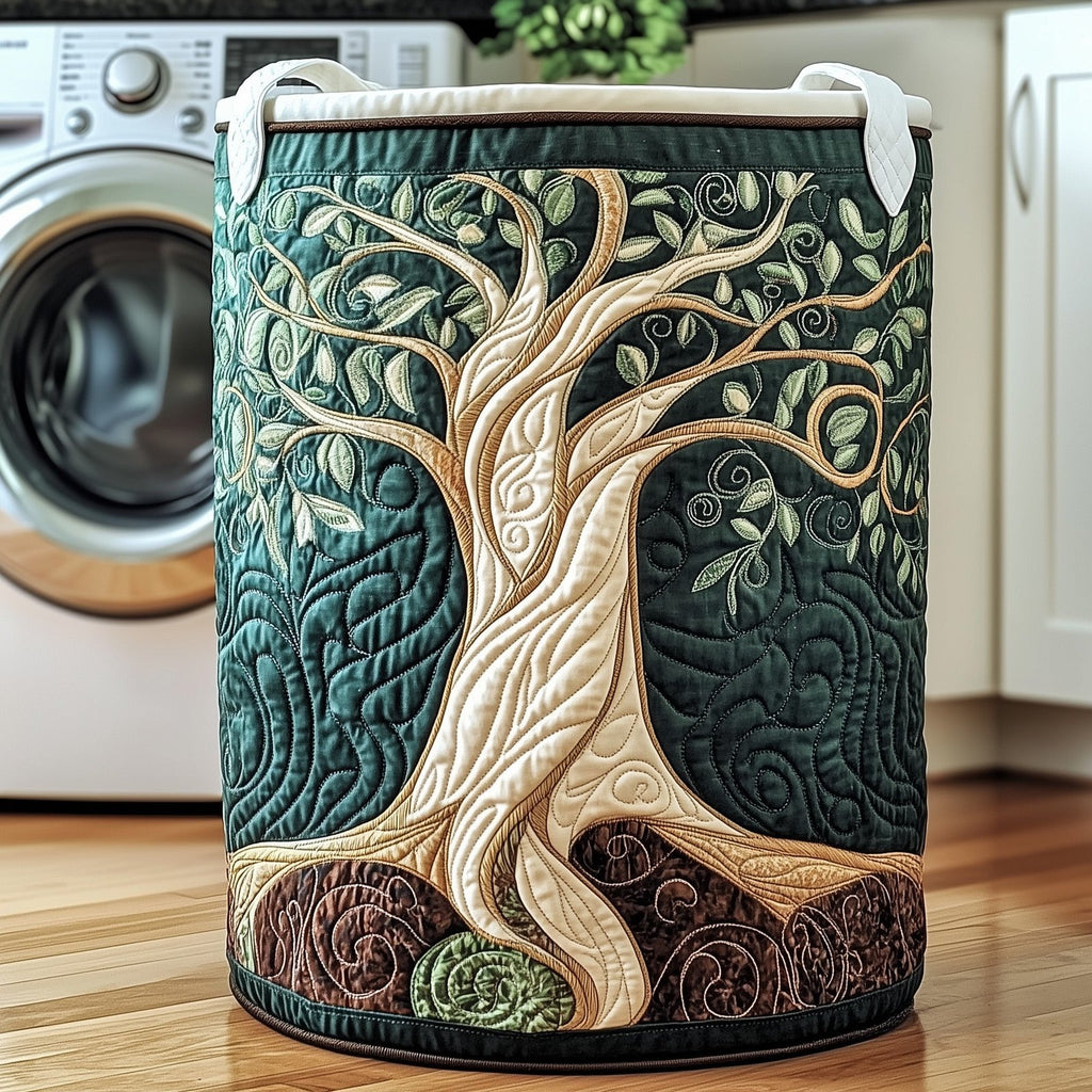Ancient Tree Quilted Laundry Hamper printed laundry hamper