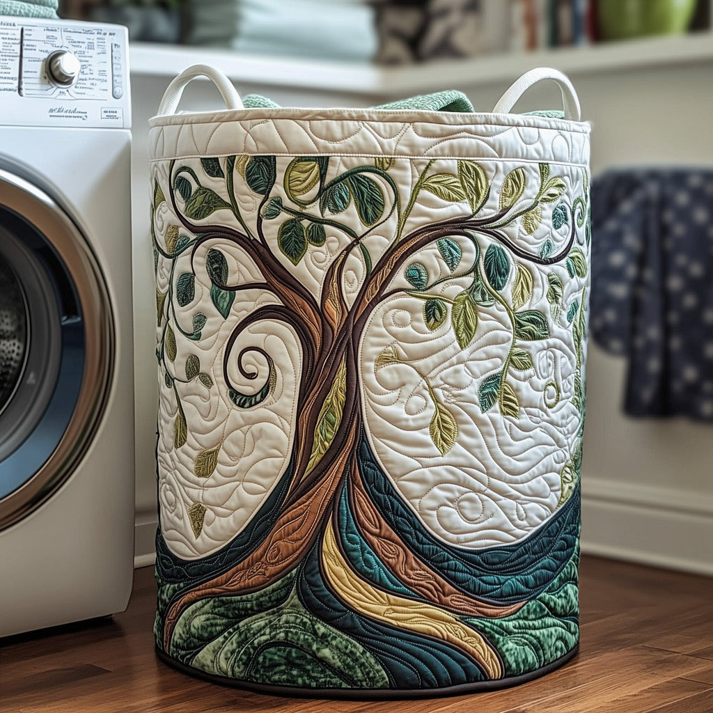 Ancient Tree Quilted Laundry Hamper printed laundry hamper