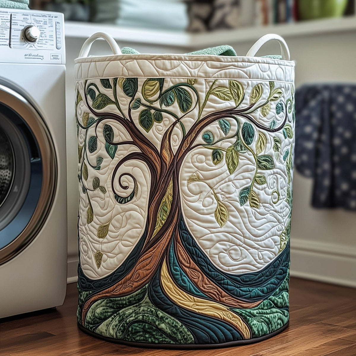 Ancient Tree Quilted Laundry Hamper printed laundry hamper