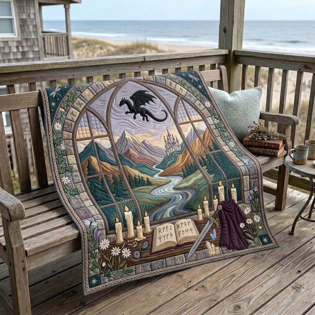 Ancient Window Quilted Blanket printed blanket