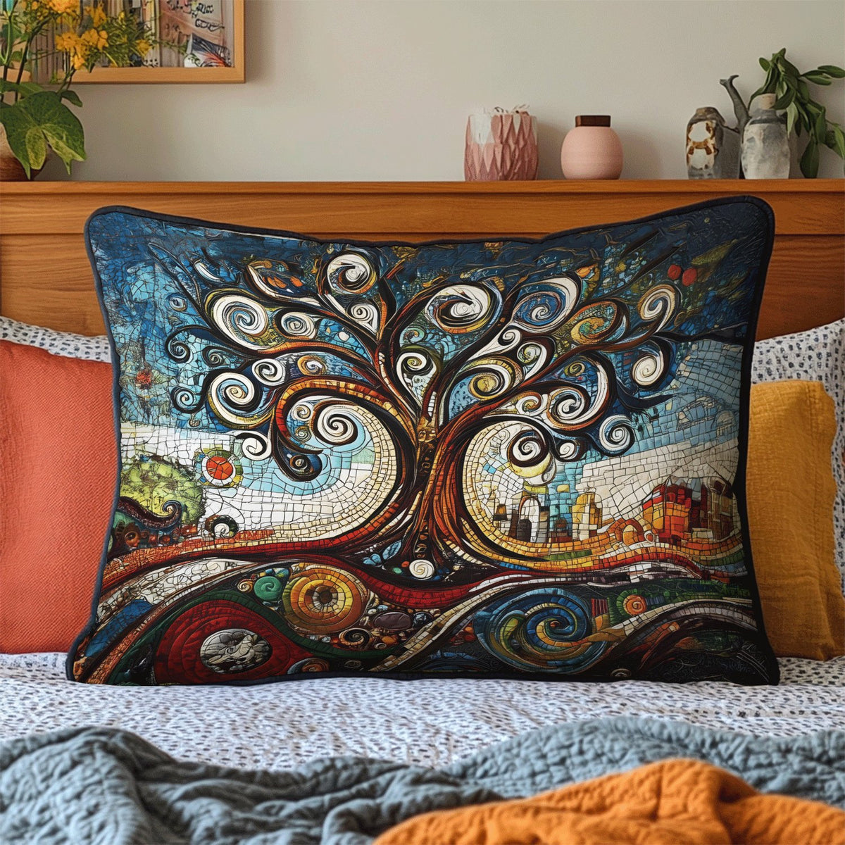 Ancient Wisdom Quilted Bedding Cushion Cover printed cushion cover