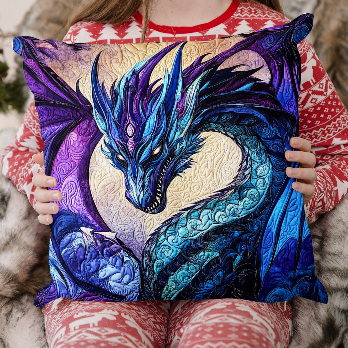 Ancient Wyrm Quilted Cushion Cover printed cushion cover