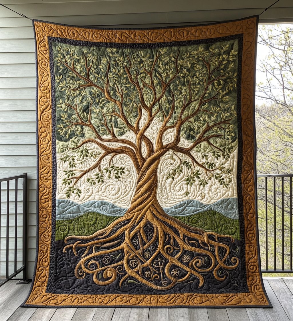 Ancients Tree Quilted Blanket printed blanket